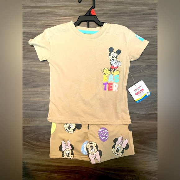 Disney Other - Disney Tan Mickey Mouse Easter Kids Matching Shorts and Shirt Set size 2T-NWT